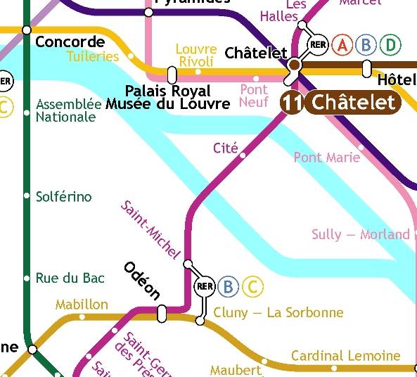 mapa del metro para ir al louvre