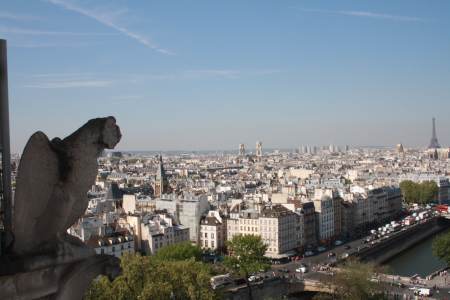 Vistas desde Notre dame de la torre eiffel y el sena 